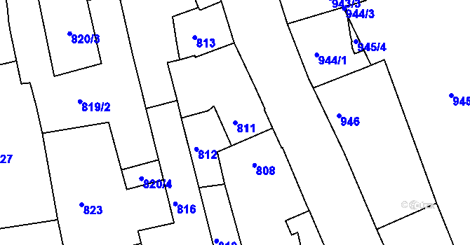 Parcela st. 811 v KÚ Česká Skalice, Katastrální mapa