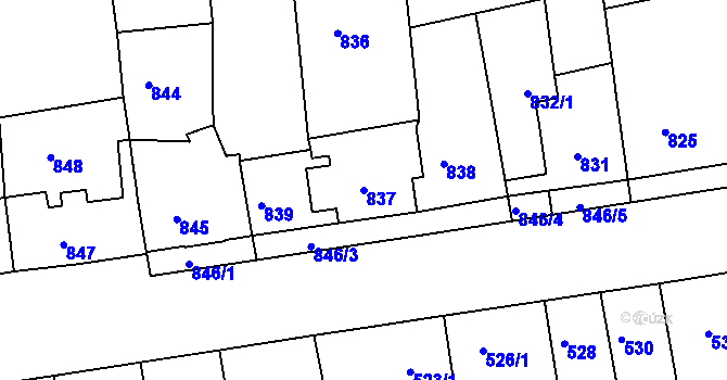 Parcela st. 837 v KÚ Česká Skalice, Katastrální mapa