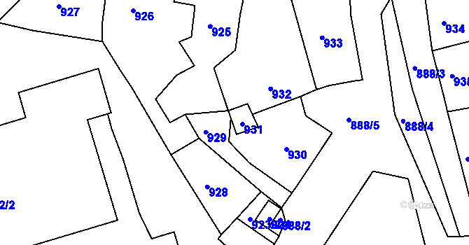 Parcela st. 931 v KÚ Česká Skalice, Katastrální mapa
