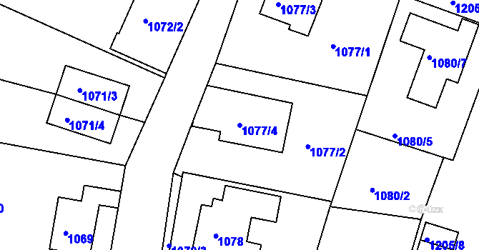Parcela st. 1077/4 v KÚ Česká Skalice, Katastrální mapa