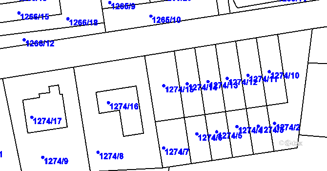 Parcela st. 1274/15 v KÚ Česká Skalice, Katastrální mapa