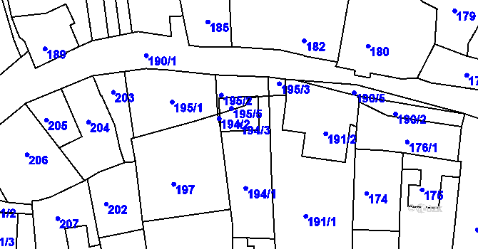 Parcela st. 194/3 v KÚ Česká Skalice, Katastrální mapa