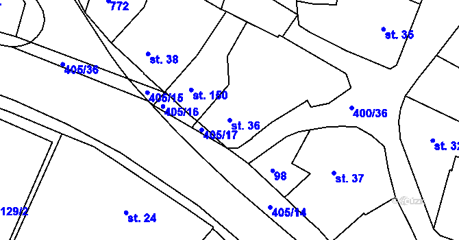 Parcela st. 36 v KÚ Malá Skalice, Katastrální mapa