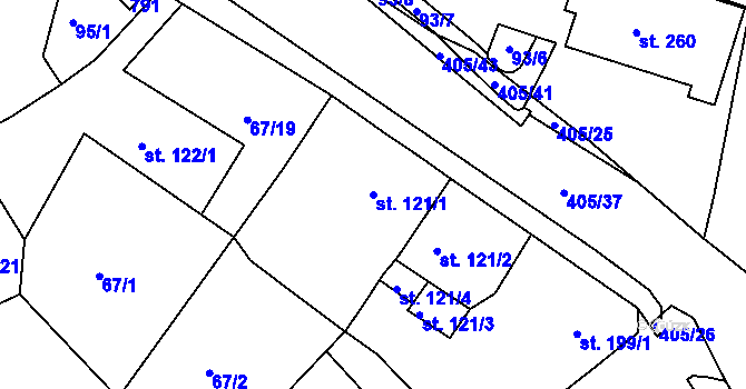 Parcela st. 121/1 v KÚ Malá Skalice, Katastrální mapa