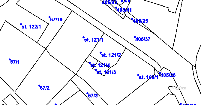 Parcela st. 121/2 v KÚ Malá Skalice, Katastrální mapa