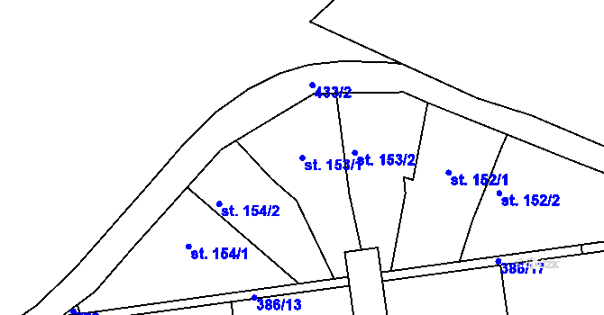 Parcela st. 153/1 v KÚ Malá Skalice, Katastrální mapa