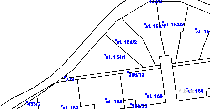 Parcela st. 154/1 v KÚ Malá Skalice, Katastrální mapa
