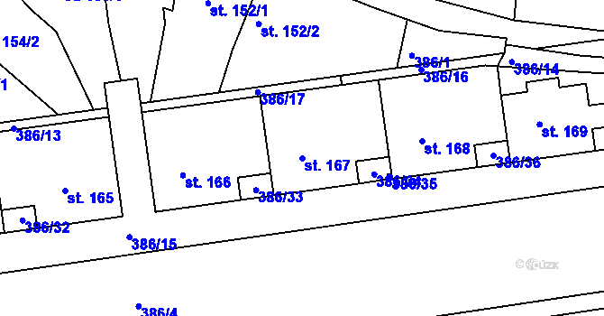 Parcela st. 167 v KÚ Malá Skalice, Katastrální mapa