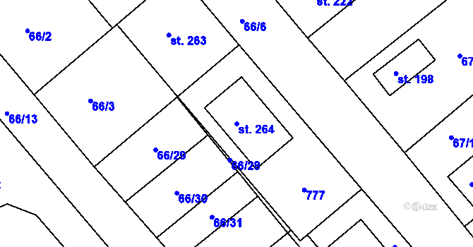 Parcela st. 264 v KÚ Malá Skalice, Katastrální mapa