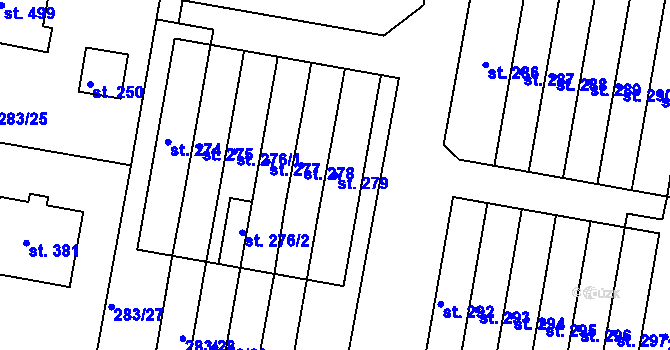 Parcela st. 279 v KÚ Malá Skalice, Katastrální mapa
