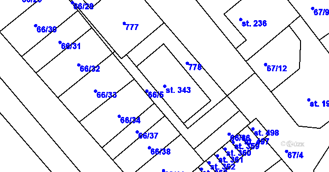Parcela st. 343 v KÚ Malá Skalice, Katastrální mapa