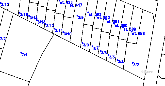 Parcela st. 3/8 v KÚ Malá Skalice, Katastrální mapa