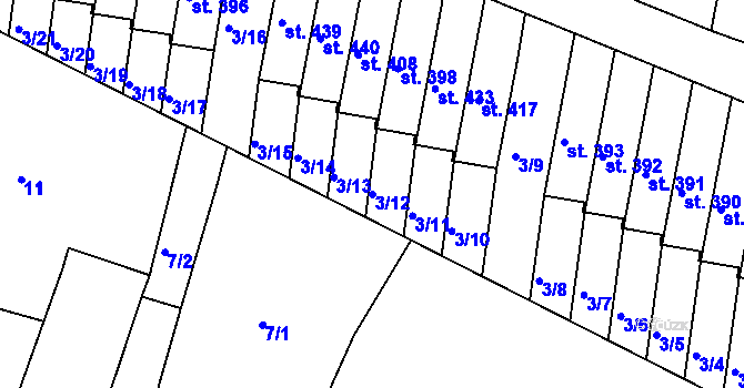 Parcela st. 3/12 v KÚ Malá Skalice, Katastrální mapa