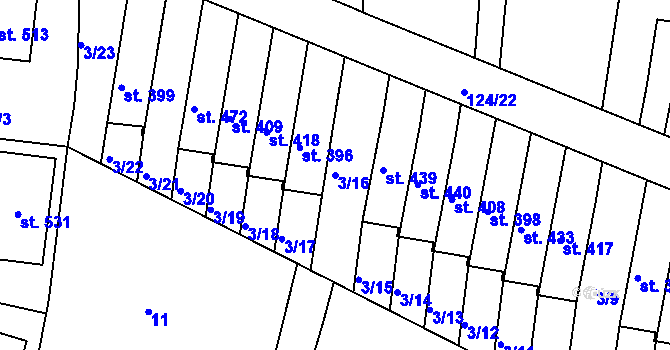 Parcela st. 3/16 v KÚ Malá Skalice, Katastrální mapa