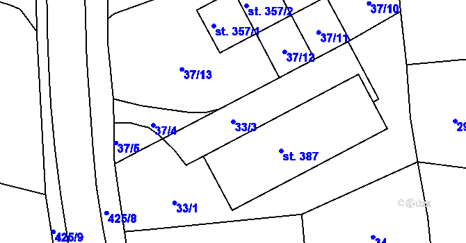 Parcela st. 33/3 v KÚ Malá Skalice, Katastrální mapa