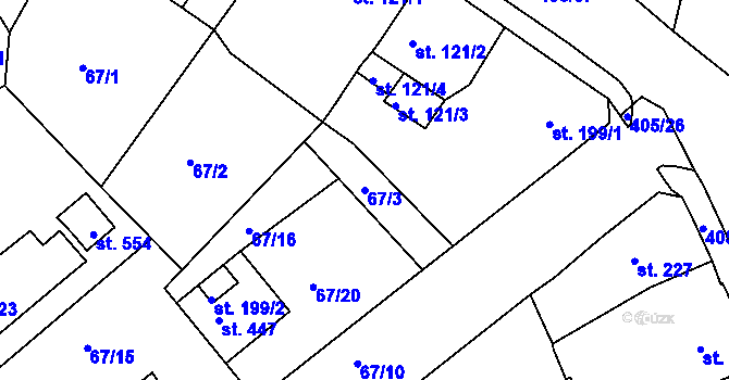 Parcela st. 67/3 v KÚ Malá Skalice, Katastrální mapa