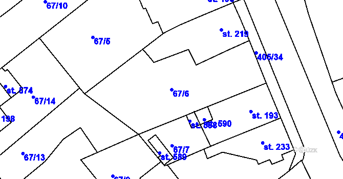 Parcela st. 67/6 v KÚ Malá Skalice, Katastrální mapa
