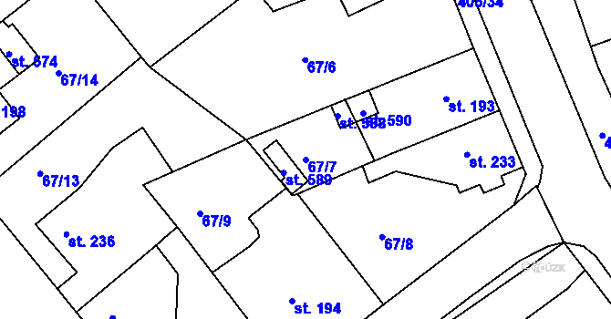 Parcela st. 67/7 v KÚ Malá Skalice, Katastrální mapa