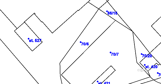 Parcela st. 70/6 v KÚ Malá Skalice, Katastrální mapa