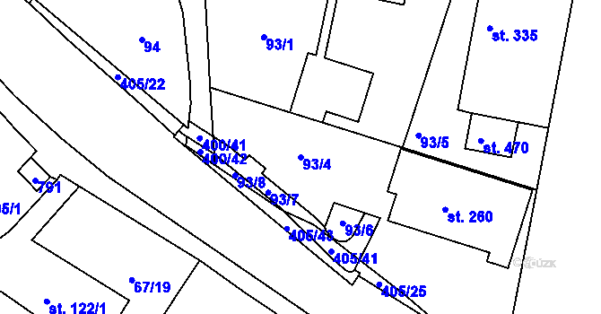 Parcela st. 93/4 v KÚ Malá Skalice, Katastrální mapa