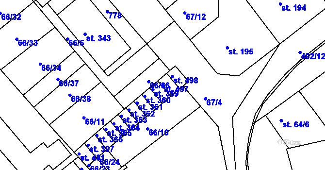 Parcela st. 497 v KÚ Malá Skalice, Katastrální mapa