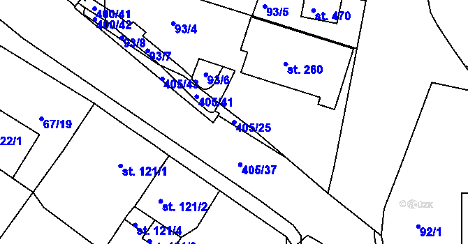 Parcela st. 405/25 v KÚ Malá Skalice, Katastrální mapa