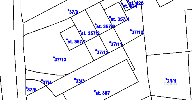 Parcela st. 37/12 v KÚ Malá Skalice, Katastrální mapa