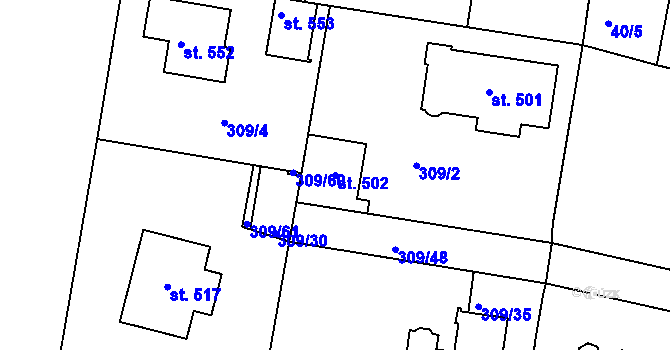 Parcela st. 502 v KÚ Malá Skalice, Katastrální mapa