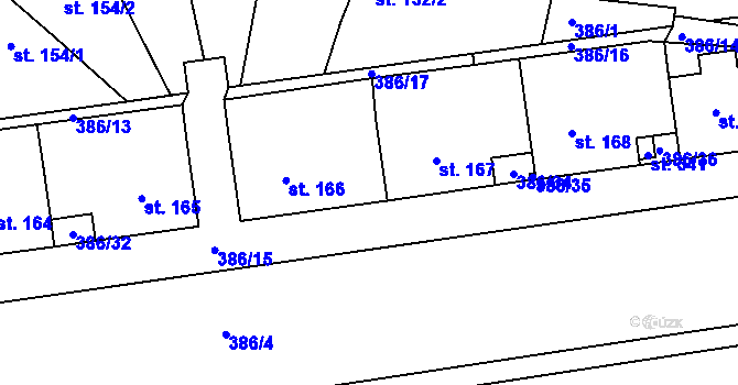 Parcela st. 386/33 v KÚ Malá Skalice, Katastrální mapa