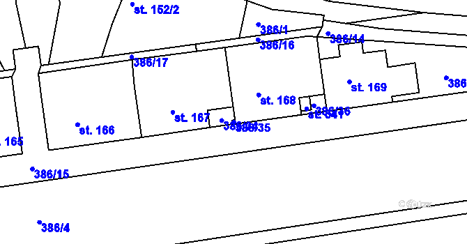 Parcela st. 386/35 v KÚ Malá Skalice, Katastrální mapa