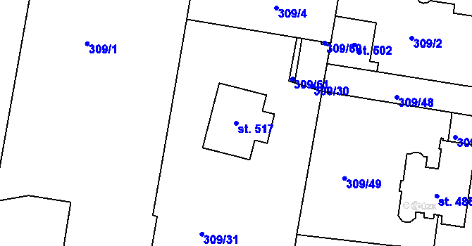 Parcela st. 517 v KÚ Malá Skalice, Katastrální mapa