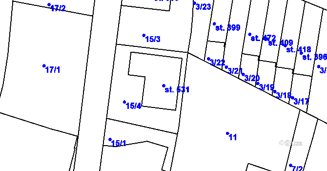 Parcela st. 531 v KÚ Malá Skalice, Katastrální mapa