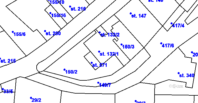 Parcela st. 132/1 v KÚ Malá Skalice, Katastrální mapa