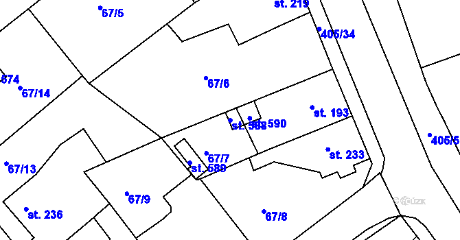 Parcela st. 588 v KÚ Malá Skalice, Katastrální mapa