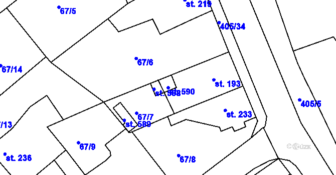 Parcela st. 590 v KÚ Malá Skalice, Katastrální mapa