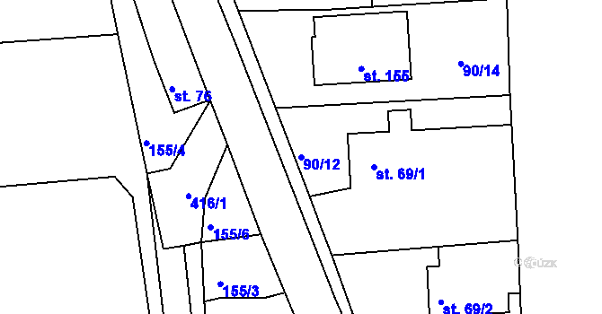 Parcela st. 90/12 v KÚ Říkov, Katastrální mapa