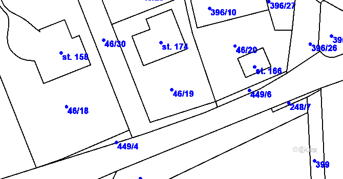 Parcela st. 46/19 v KÚ Říkov, Katastrální mapa