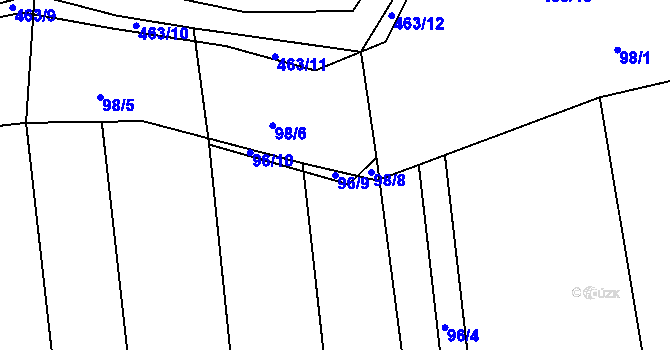 Parcela st. 96/9 v KÚ Říkov, Katastrální mapa