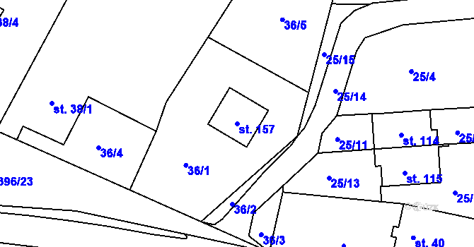 Parcela st. 157 v KÚ Říkov, Katastrální mapa