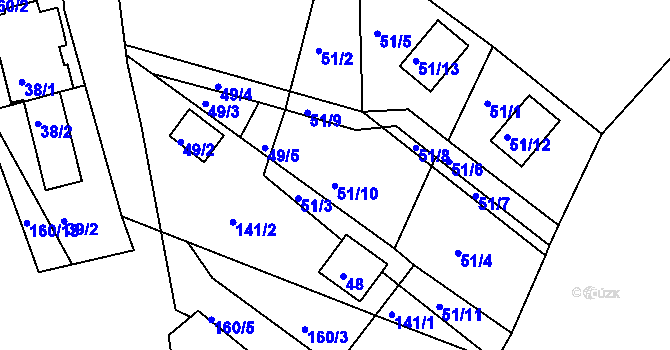 Parcela st. 51/10 v KÚ Spyta, Katastrální mapa