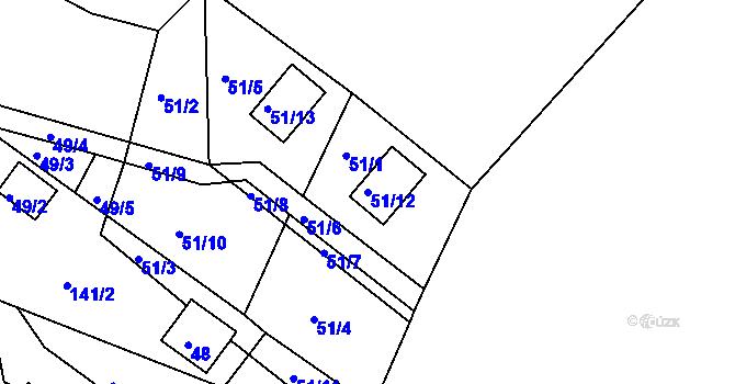 Parcela st. 51/12 v KÚ Spyta, Katastrální mapa