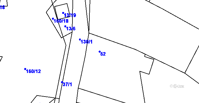 Parcela st. 52 v KÚ Spyta, Katastrální mapa