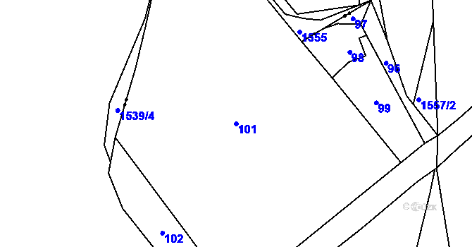 Parcela st. 101 v KÚ Spyta, Katastrální mapa