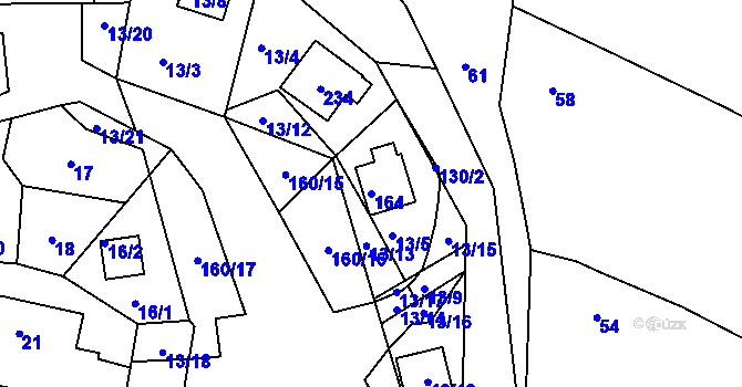 Parcela st. 164 v KÚ Spyta, Katastrální mapa