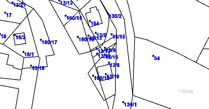 Parcela st. 13/16 v KÚ Spyta, Katastrální mapa