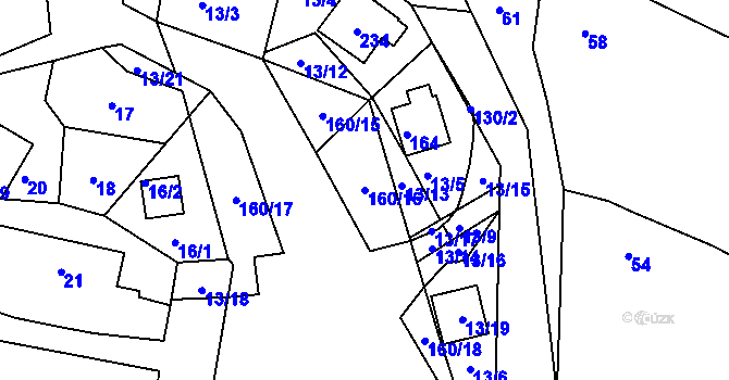 Parcela st. 160/16 v KÚ Spyta, Katastrální mapa