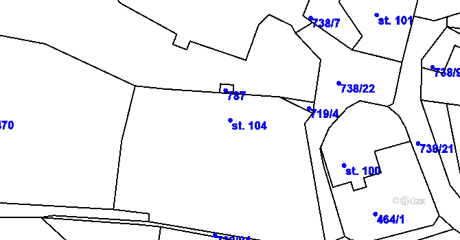 Parcela st. 104 v KÚ Zájezd u České Skalice, Katastrální mapa
