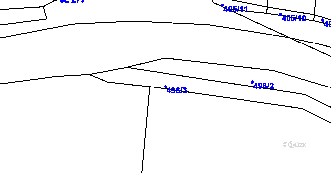 Parcela st. 496/3 v KÚ Zájezd u České Skalice, Katastrální mapa