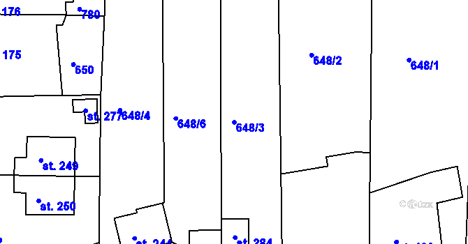 Parcela st. 648/3 v KÚ Zájezd u České Skalice, Katastrální mapa