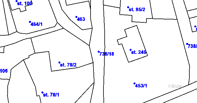 Parcela st. 738/18 v KÚ Zájezd u České Skalice, Katastrální mapa